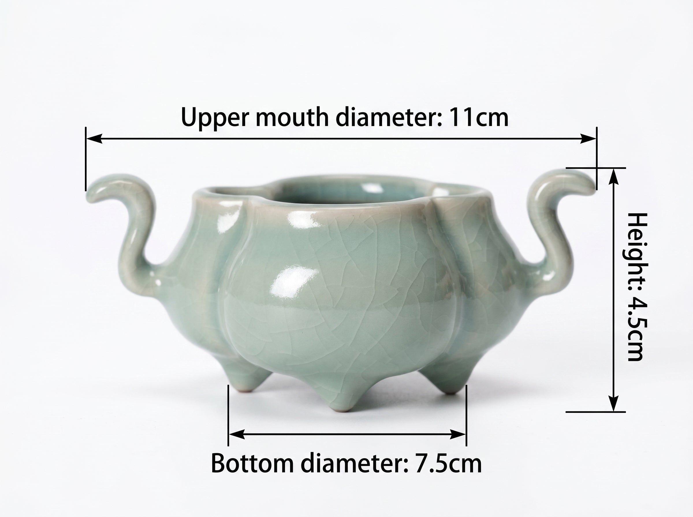 Ru Ware Celadon Begonia-Shaped Mini Censer