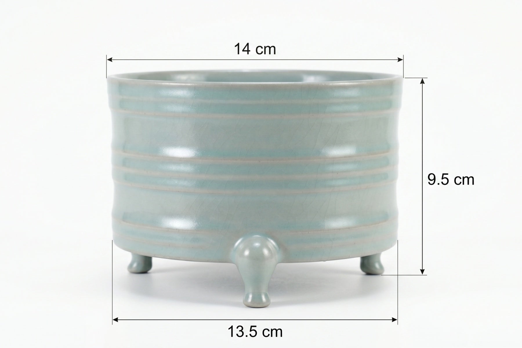 Ru Ware Celadon Ribbed Tripod Censer