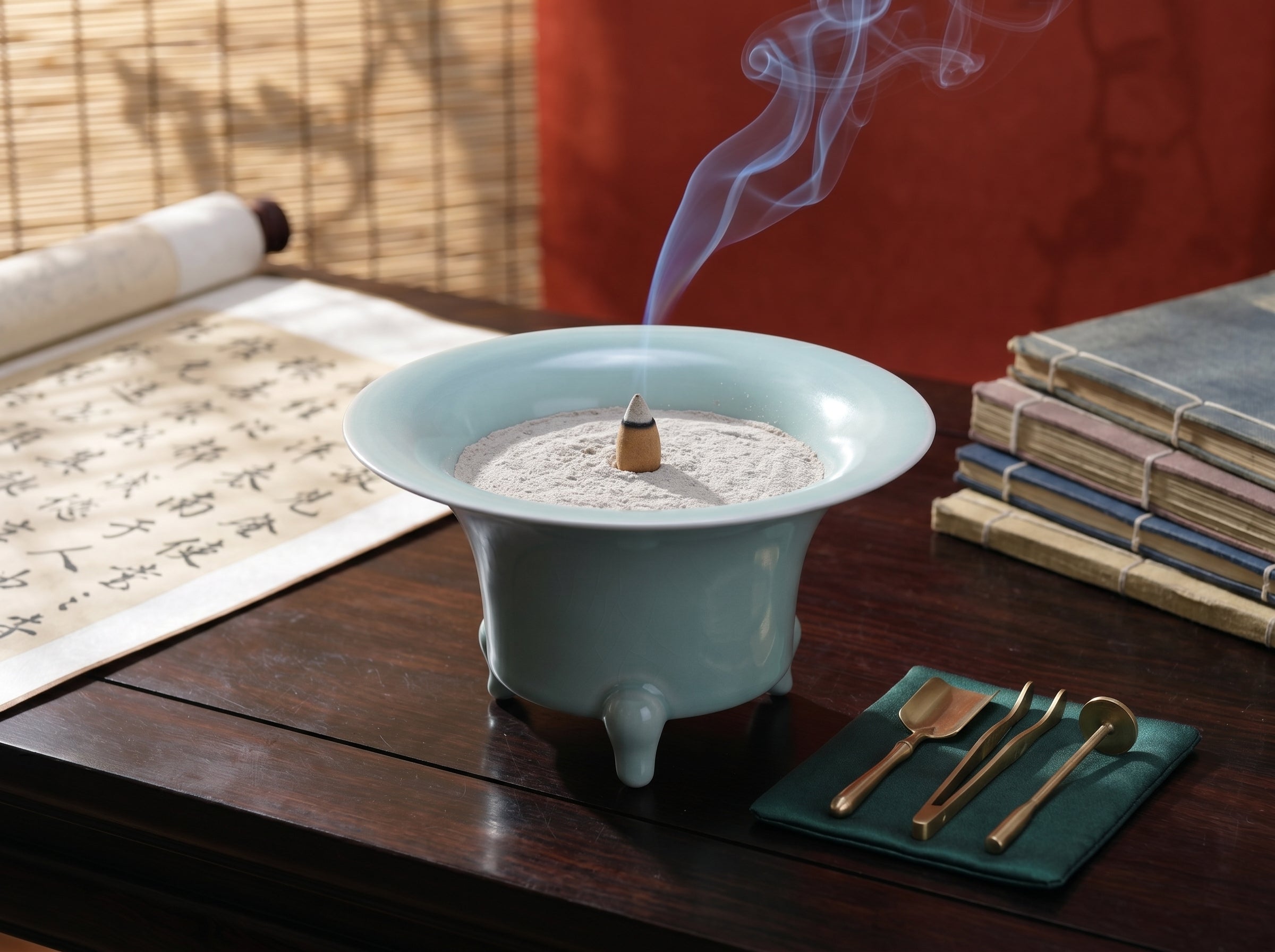 Ru Ware Celadon Tripod Horseshoe Zun