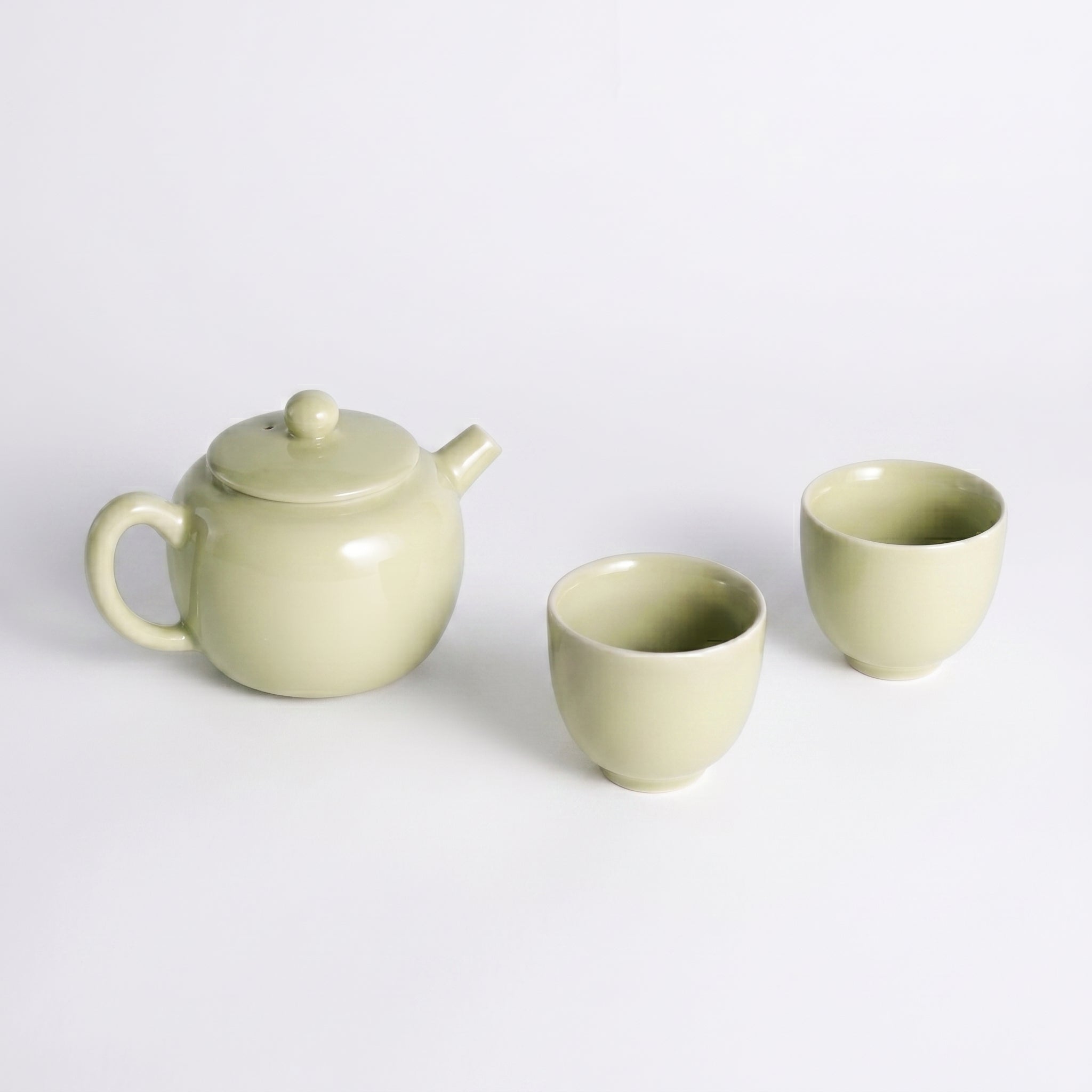 Ou Ware Pale Celadon Sanyuan Teapot Set