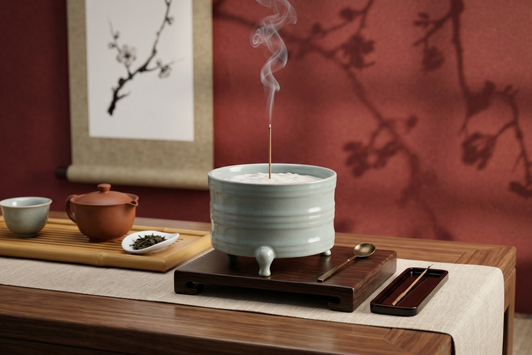 Ru Ware Celadon Ribbed Tripod Censer