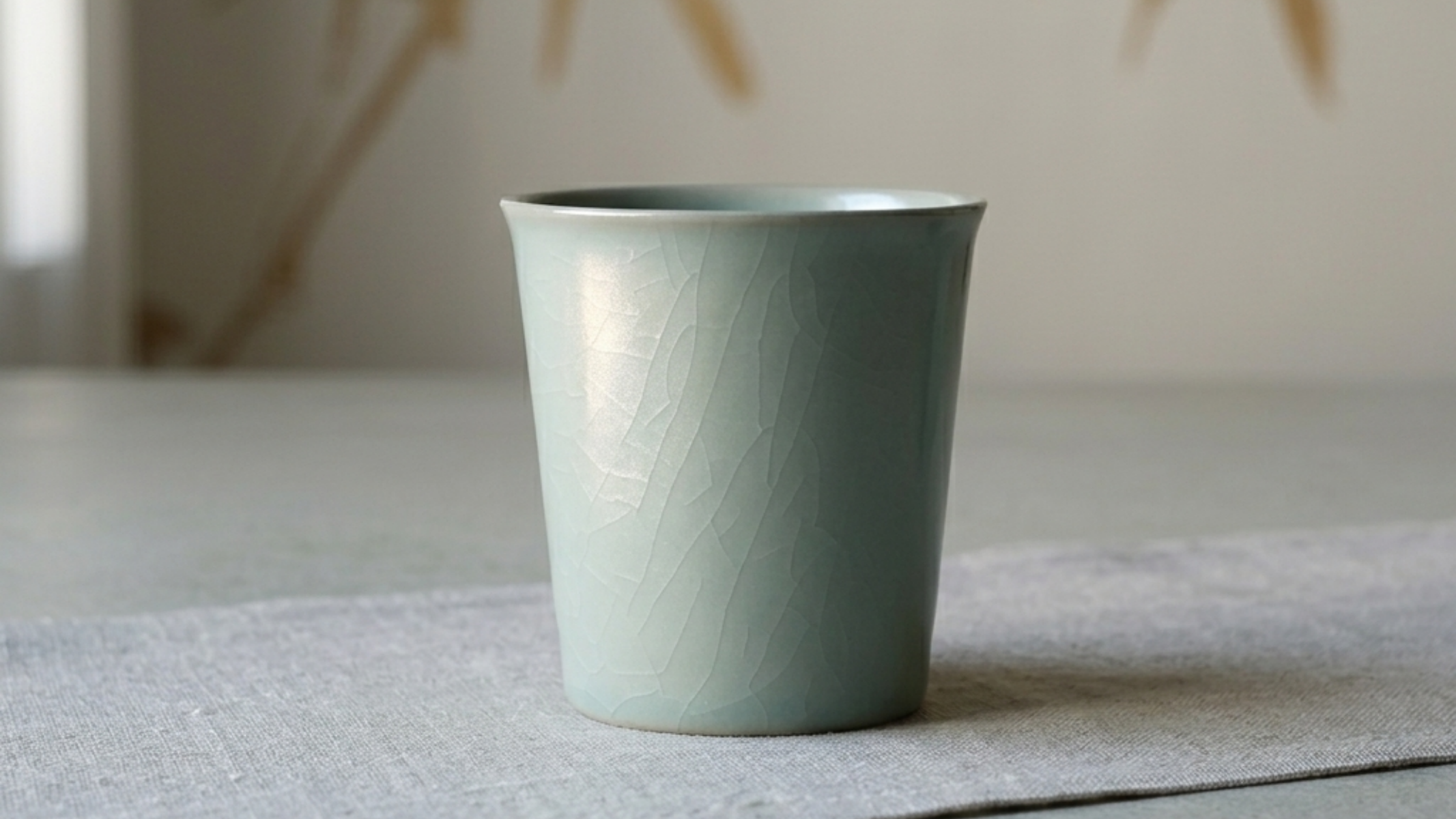 Ru Kiln Celadon Tea Cup - Mini Sky Blue Coke Shape Ceramic Tasting Mug