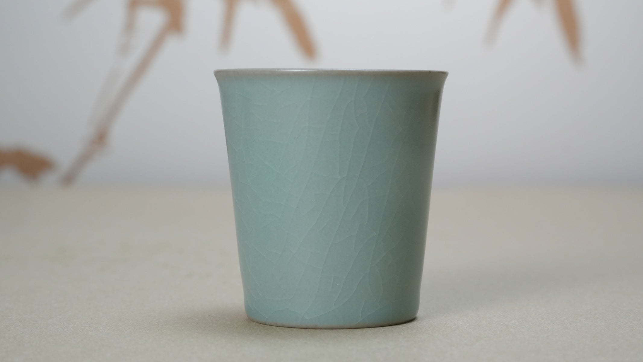Ru Kiln Celadon Tea Cup - Mini Sky Blue Coke Shape Ceramic Tasting Mug