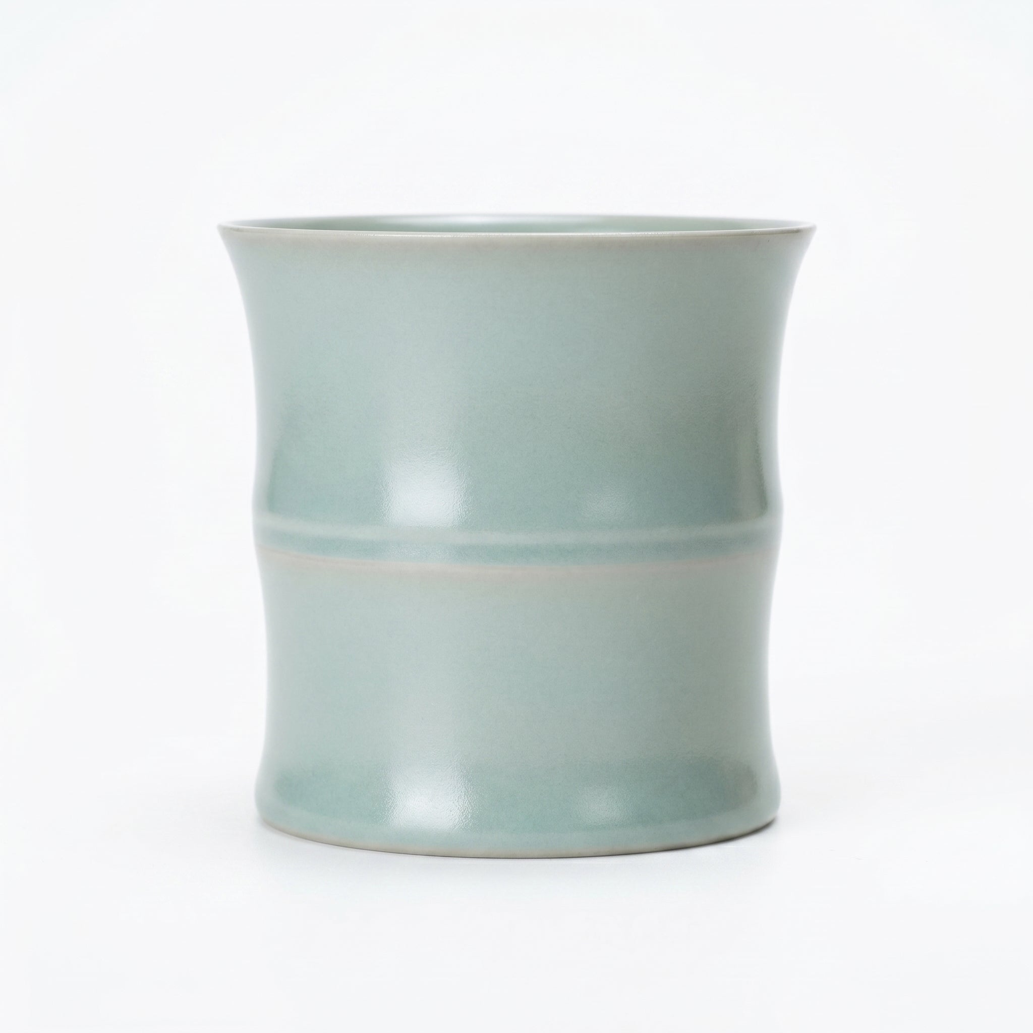 Handmade Celadon Teacup - Crackle Glaze Bamboo Joint Cup