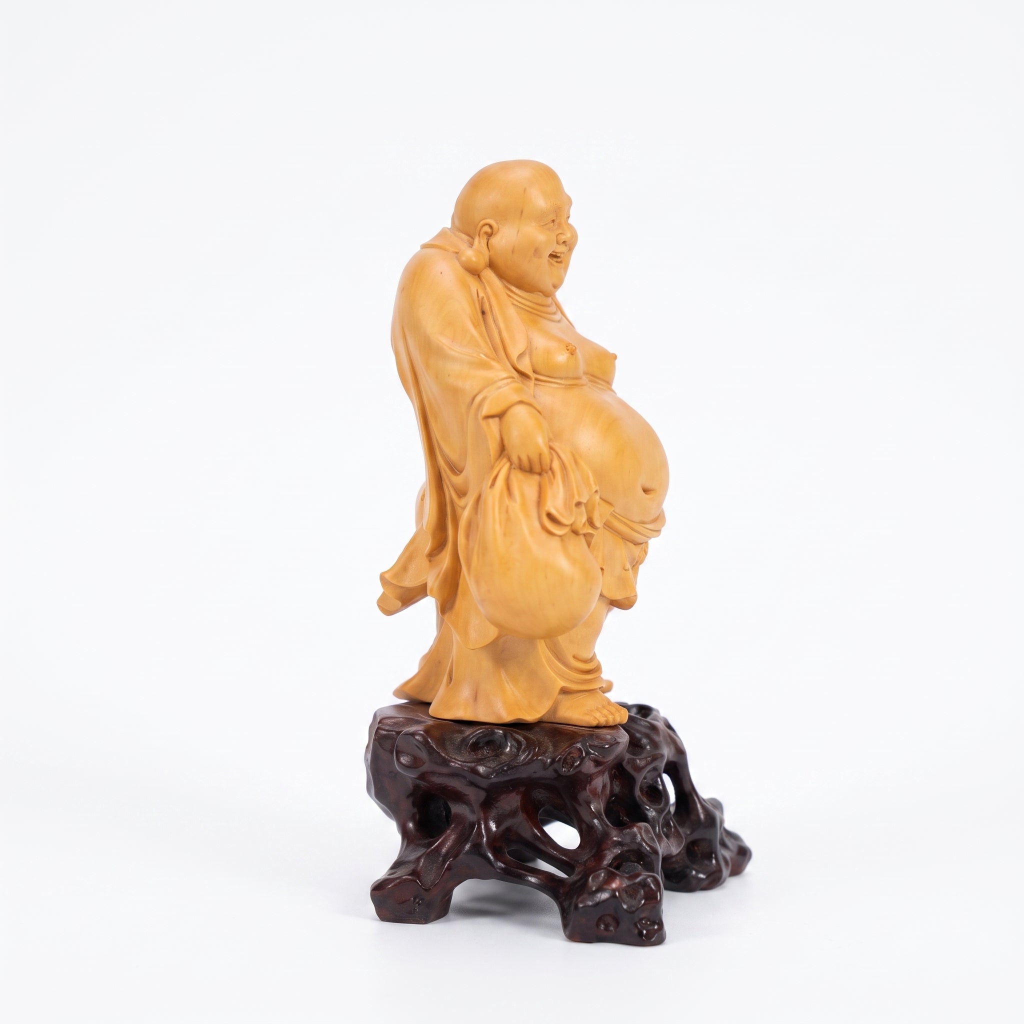 Boxwood Carving of Maitreya Buddha (Laughing Buddha)
