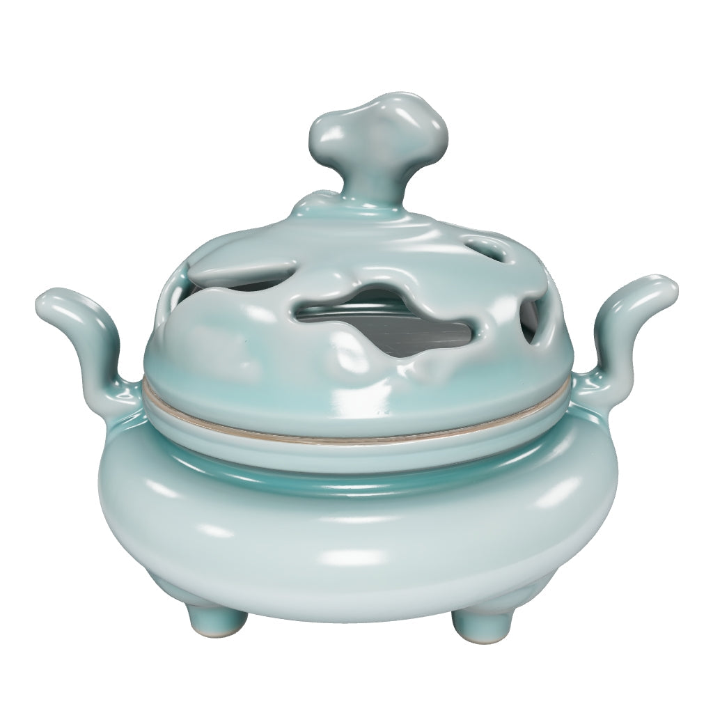 Ru Ware Celadon Auspicious Cloud Incense Burner