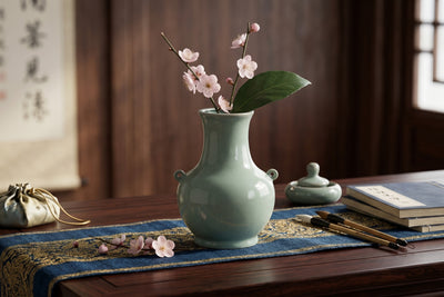 Ru Ware Celadon Twin-Handle Round Vase