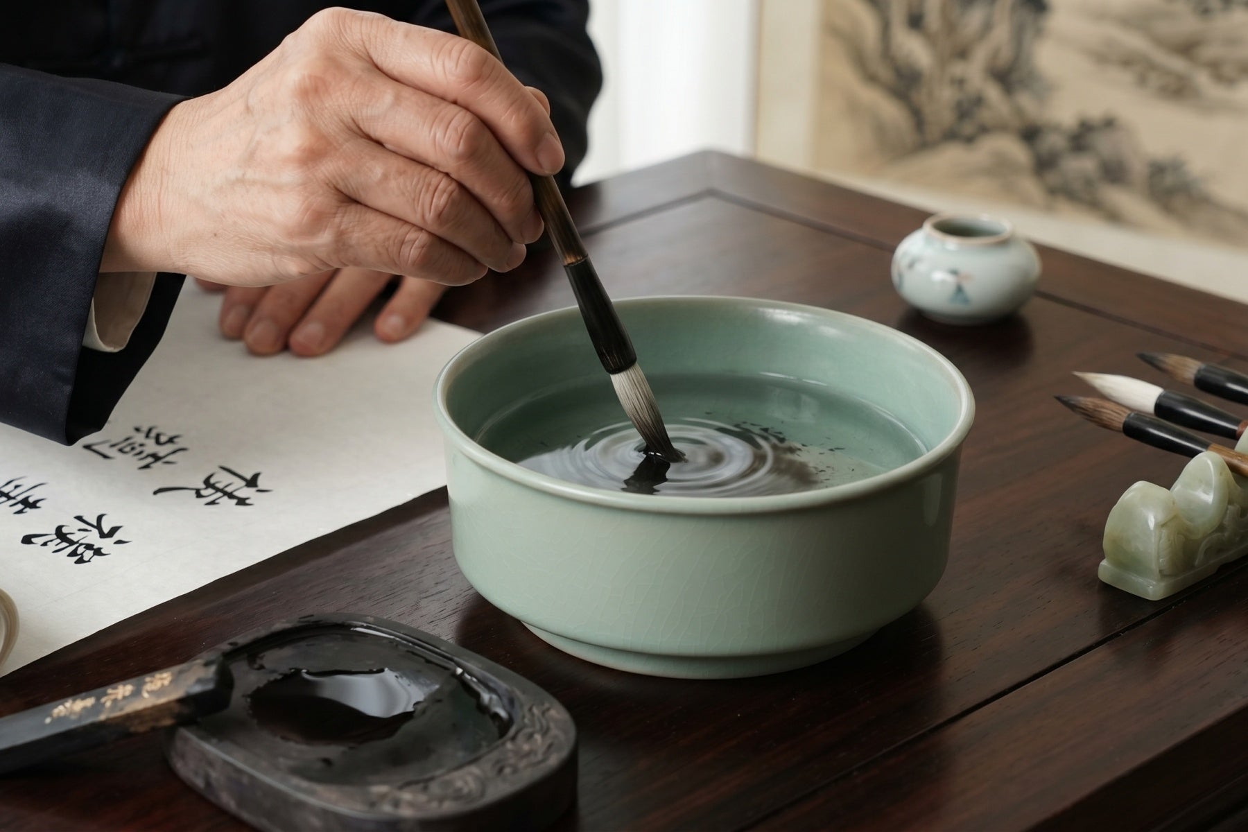Ru Ware Celadon Lip-Rim Brush Washer