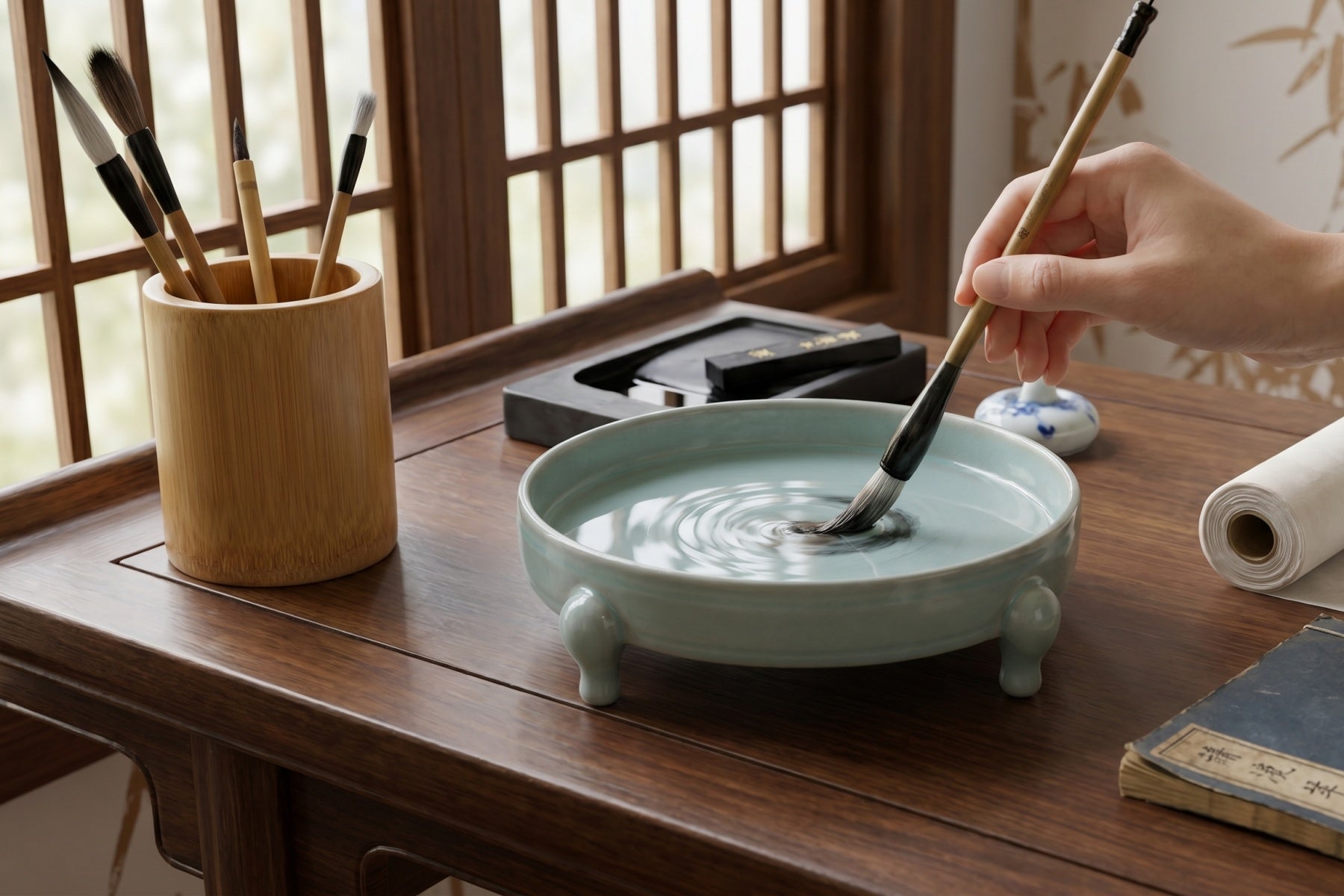 Ru Ware Celadon Three-Legged Brush Washer