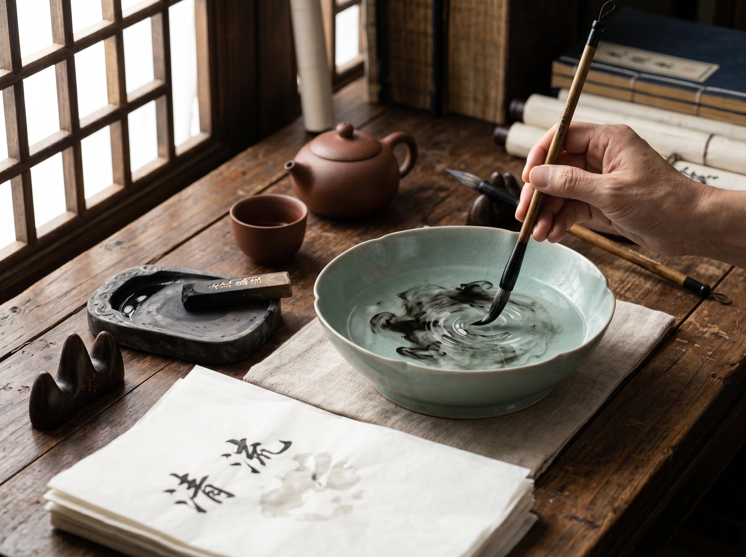 Authentic Ru Ware Celadon Kui-Shaped Bowl – Rare Song Dynasty Style Ceramic Tea Bowl with Crackle Glaze for Collectors