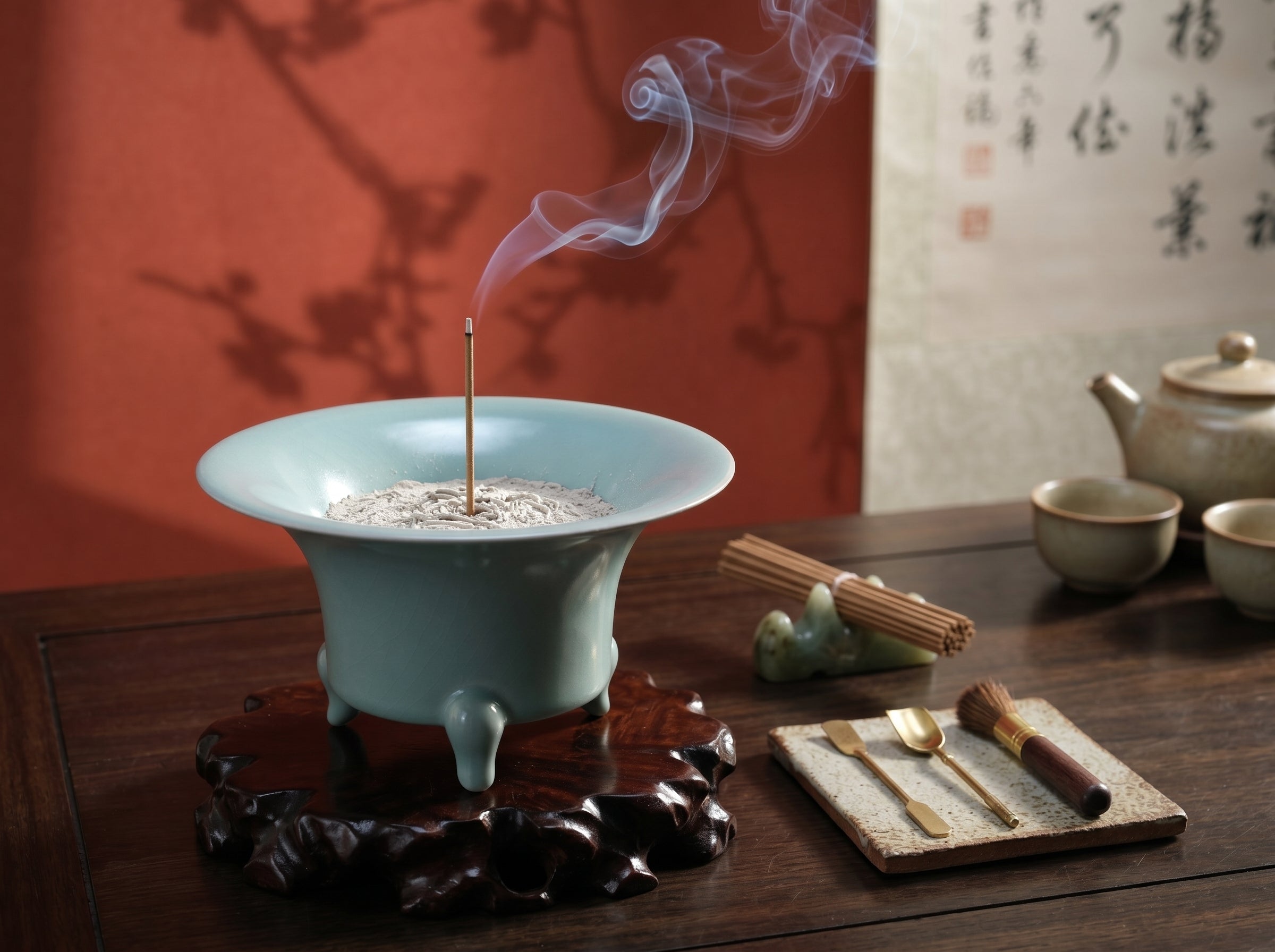 Ru Ware Celadon Tripod Horseshoe Zun