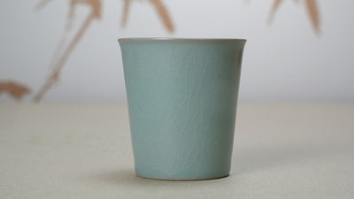 Ru Kiln Celadon Tea Cup - Mini Sky Blue Coke Shape Ceramic Tasting Mug