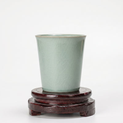 Ru Kiln Celadon Tea Cup - Mini Sky Blue Coke Shape Ceramic Tasting Mug