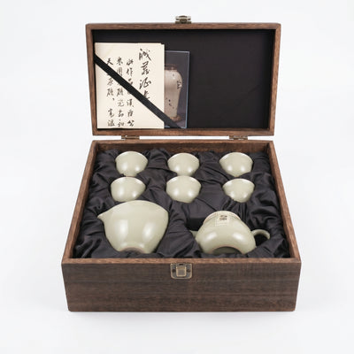 Ou Ware Pale Celadon Pear-Shaped Teapot 8-Piece Set