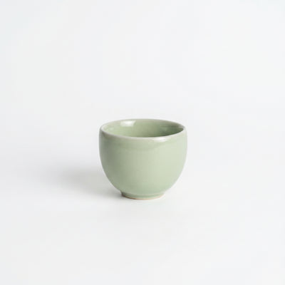 Ou Ware Pale Celadon Pear-Shaped Teapot with Rattan Handle 8-Piece Set