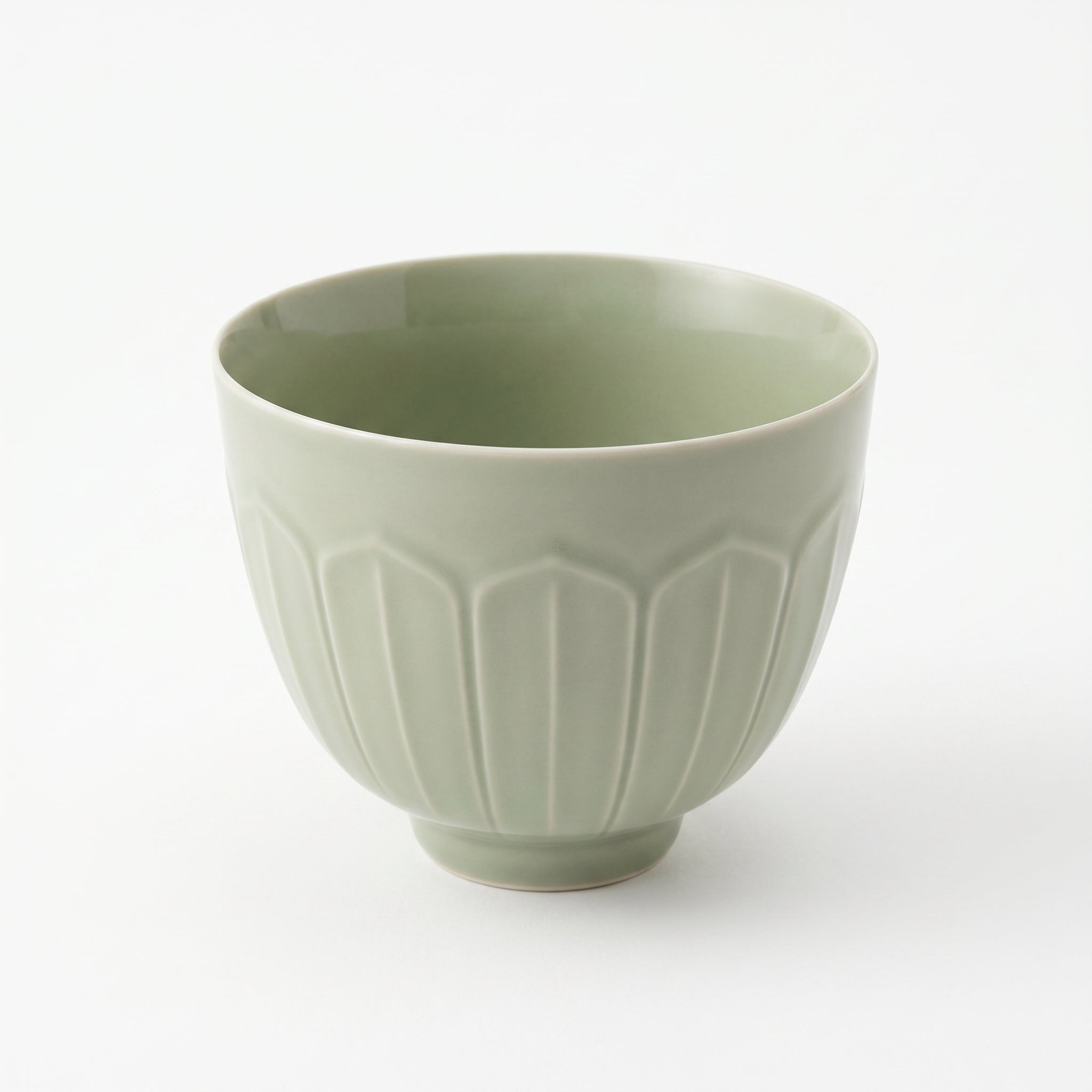 Ou Ware Pale Celadon Handmade Lotus Cup