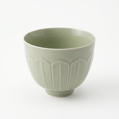Ou Ware Pale Celadon Handmade Lotus Cup