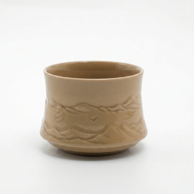 Ou Ware Yellow Glaze Wild Goose Mountain Landscape Cup