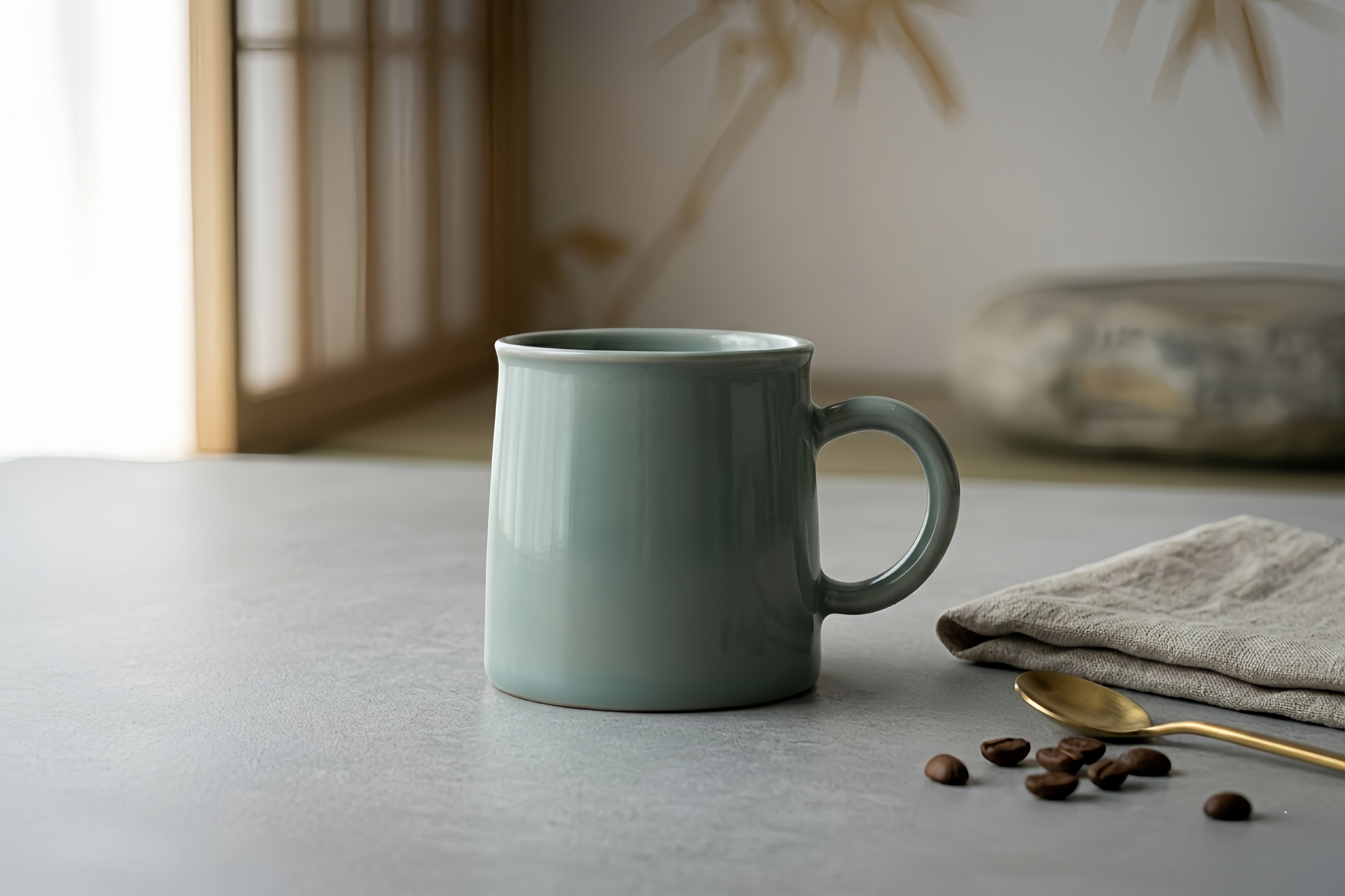 Handmade Celadon Coffee Mug - Unique Ru Kiln Ceramic Cup
