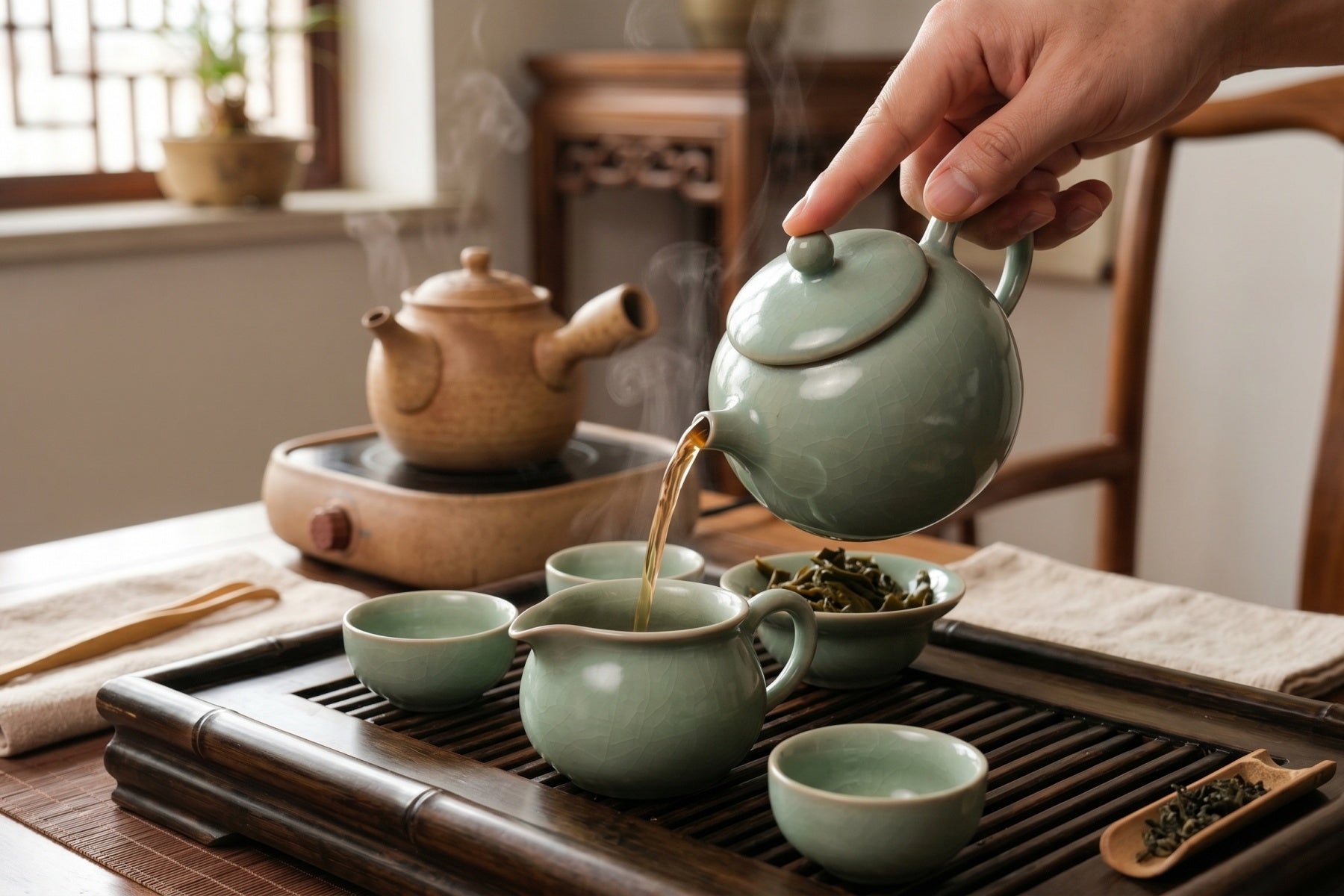Ru Ware Celadon Apple Teapot