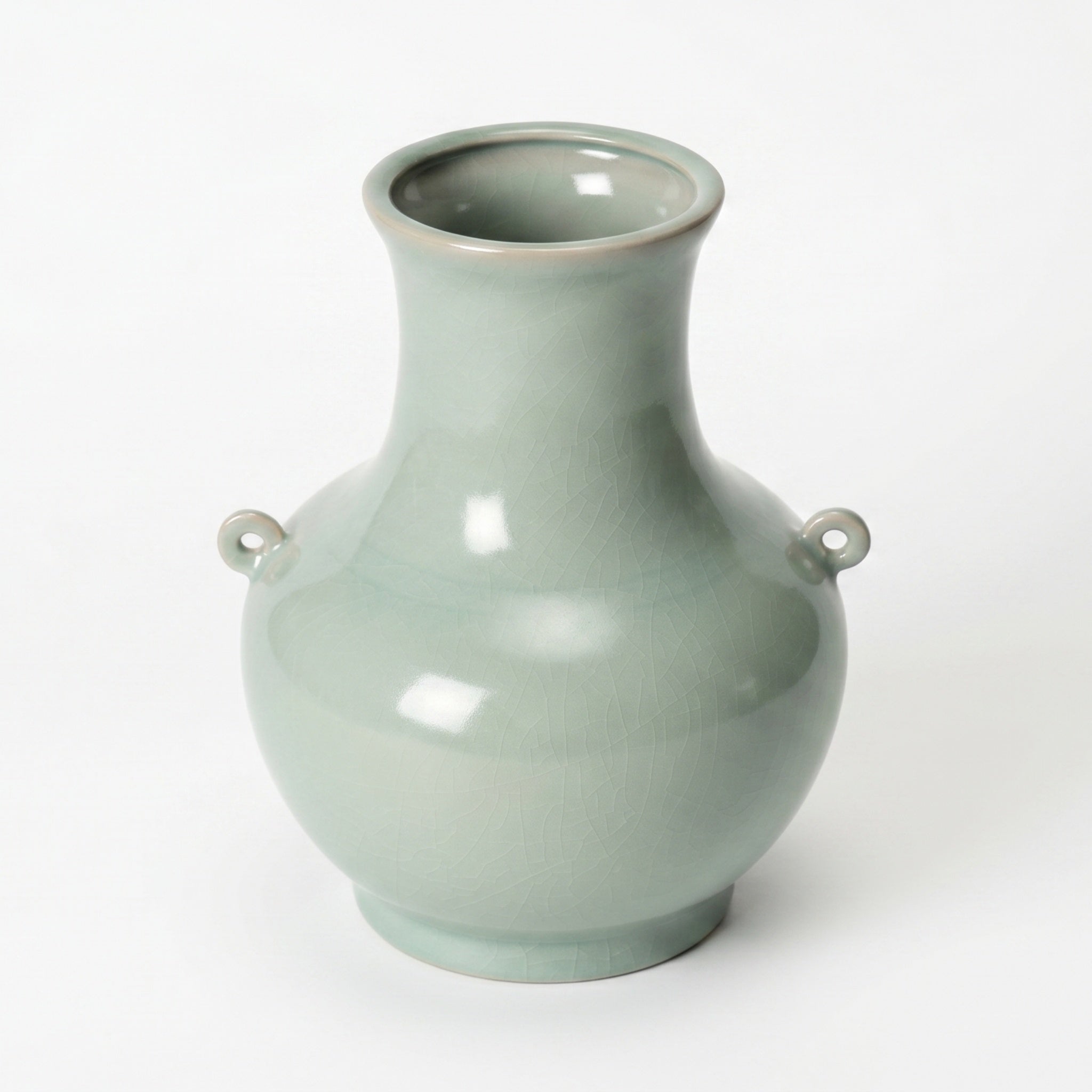 Ru Ware Celadon Twin-Handle Round Vase