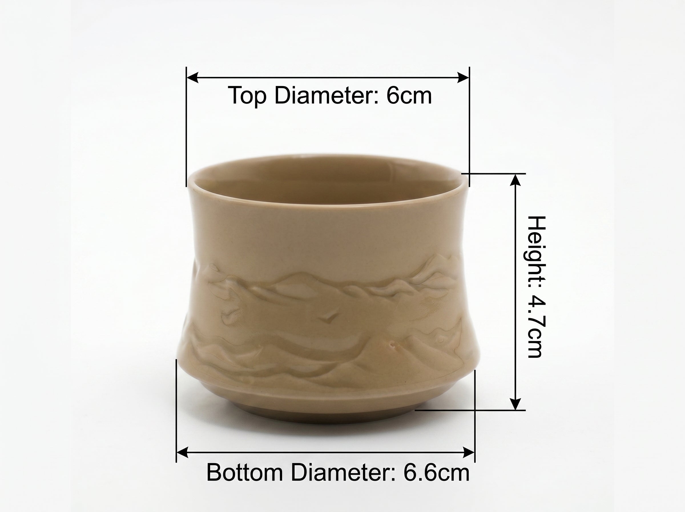 Ou Ware Yellow Glaze Wild Goose Mountain Landscape Cup