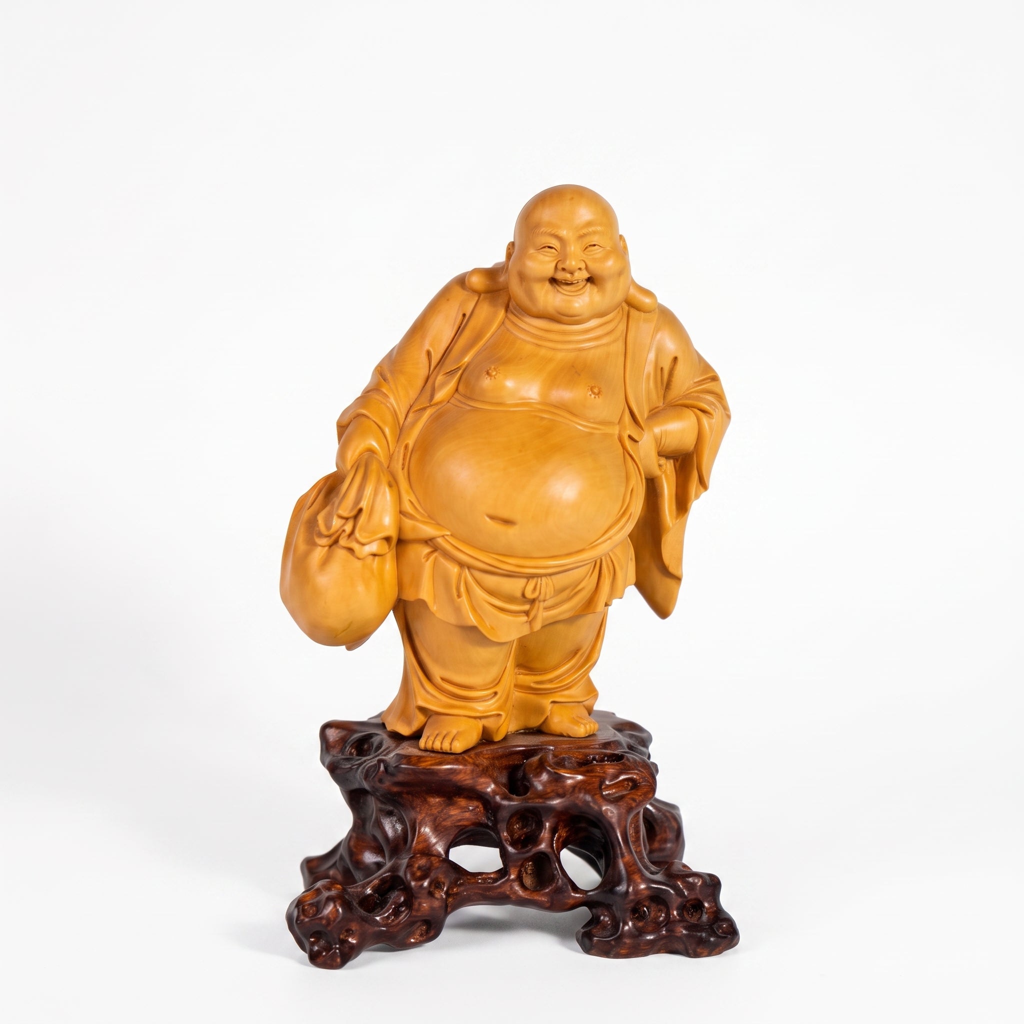 Boxwood Carving of Maitreya Buddha (Laughing Buddha)